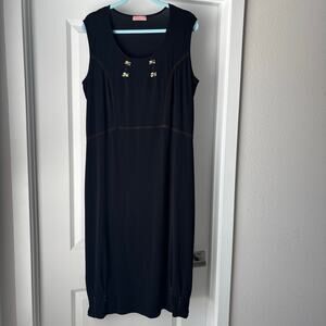 Darkwin Black w/ Green Stone Embellishments Bohemian Dark Boho Midi Sz Large